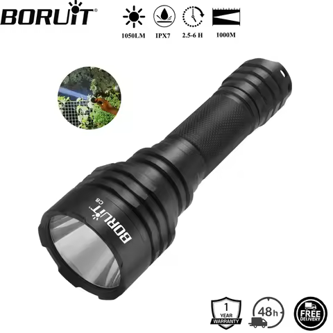 BORUiT C8 NM1 1000M Long Throw LED Tactical Flashlight 1000LM Super Bright Torch Waterproof Camping