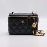 CHANEL 香奈兒 黑色  金球 化妝包 方盒子