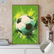 2D Flat, 2D Flat, 2D Flat 2D/FLAT Rigid Tube Packaging: a Green Canvas Poster Featuring a Football-T
