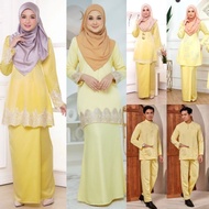 XS - 6XL LIGHT YELLOW KURUNG MODERN RIAU LACE MANIK BAJU MELAYU PLUS SIZE NIKAH TUNANG DINNER BAJU P
