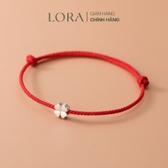 Lắc Tay Bạc Nam Nữ LORA Sợi Chỉ Đỏ Dày Mặt Cỏ Bốn Lá May Mắn LORA JEWELRY SP000356