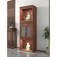 🚢Three-Layer Altar Cabinet New Chinese Style Buddha Niche Glass with Door Altar Buddha Shrine Landlord Ancestor Double-L