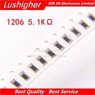 100PCS 1206 SMD Resistor 5% 5.1K Ohm 512 5.1Kohm 5100ohm
