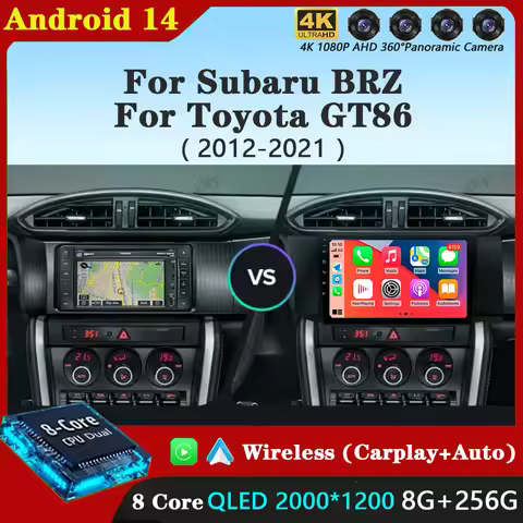 Android 14 For Subaru BRZ Scion FRS Toyota GT86 GT 86 2012 - 2021 LHD RHD Car Radio Mutimedia Carpla