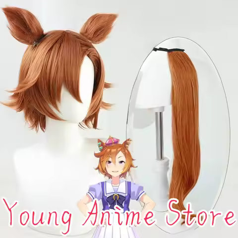 Young-Anime Uma Musume Pretty Derby T.M. Opera O Cosplay Wig Ears Tail Costume Prop Wigs + Cap