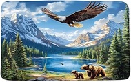 Rustic Farmhouse Bath Mat Forest Bear Cabin Country Wild Animal Eagle Lake Mountain Camping Bathroom