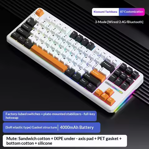 Aula F87 Pro Wireless Mechanical Keyboard Tri Mode Bluetooth Side Printed Rgb Side Light Mahjong Sou