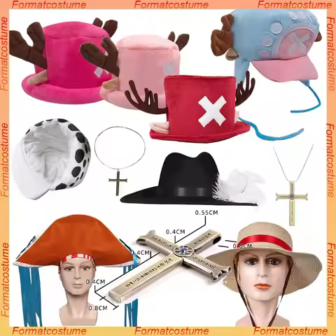 Chopper Luffy Buggy Trafalgar Dracule Cosplay Mihawk Tony Hat Law Cap Anime Pirate Roleplay Necklace