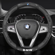 3D Logo Embossed Carbon Fiber Leather Steering Wheel Cover For BMW M G20 F30 E60 E46 E90 F10 G30 E36