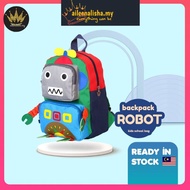 Robot Anti Lost Strap Kids Nursery School Cartoon Backpack Bag Beg Sekolah