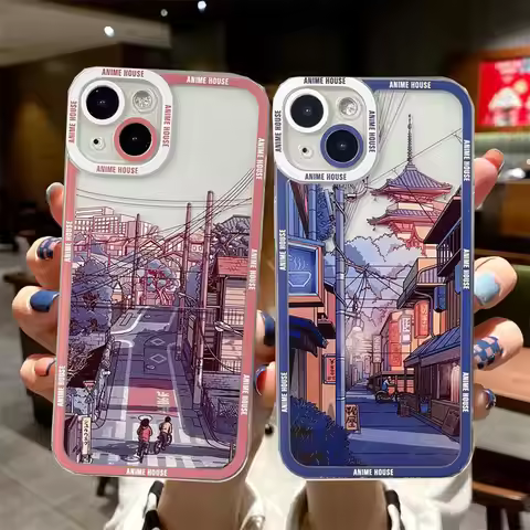 Anime Hand Painted House Scenery Clear Case For Infinix TECNO SPARK 10 PRO POVA 2 3 4 5 PRO POP 6 CA