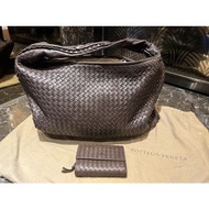 Bottega Veneta 編織 BV HOBO 大和尚包 彎月包 大方包 咖啡色 小羊皮