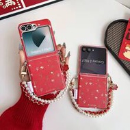 Ditsy Floral Red Side Portable Foldable Phone Case, Protective Cover Suitable For Samsung Galaxy Z F