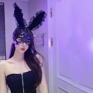 Halloween Headband Feel Lace Black Eye Mask Veil Masquerade Mask Black Rabbit Ears Lace Headband