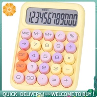 Mechanical Pushbutton Calculator, 12 Digit LCD Display, Big Buttons Easy to Press, Colorful Candy Ca