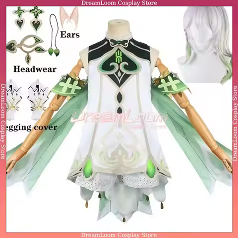 Nahida Cosplay Costume Lesser Lord Kusanali Full Set Dress Ears Wig Nahida outfits for Comic Con