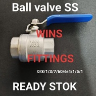 Ball valve ss 1.25" 316 ss316 stainless sankyo 2pc body thread WOG 1000 1-1/4 1.25 inch stop tap 1-1