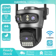 Hamrol Three Lens 15MP PTZ WiFi Camera 5G&2.4HZ AI Auto tracking monitoring Alarm Wireless Network C