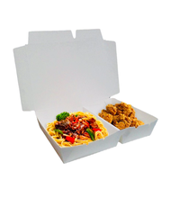 50pcs PAPER MEAL BOX 2 DIVISION 750CC WHITE double coated, laminated