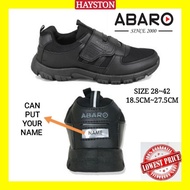ABARO Name Your Shoes Kasut Sekolah Hitam Sekolah Rendah PVC + MESH | PRIMARY BLACK SCHOOL SHOES ABA