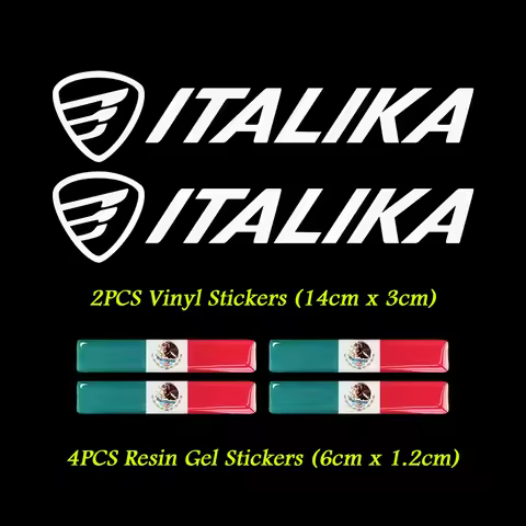 For Italika DM 300 125 250 150 Z AT RT 2PCS Vinyl Motorcycle Stickers 4PCS Resin Gel Mexico Flag Dec