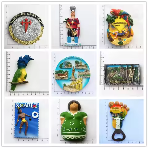South America Fridge Magnet Souvenir Brasil Chile Guatemala Peru Colombia Bolivi Belize Antigua and 