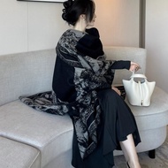 Dark Shawl Design Slit Cloak Imitation Cashmere Shawl Warm Shawl Women Double-Sided Knitted Cloak Wo