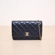 CHANEL(香奈兒) CF WOC 19cm 黑色  晶片開 金扣 金球調節扣肩帶