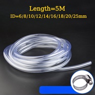 5M PVC Clear Flexible Hose Ozone UV High Temperature Resistant Anti-tear with Free Hose Clamp for Wa