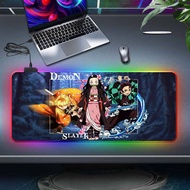 300*800*4mm RGB Colorful LED Light Soft Large Gaming Mouse Pad Demon Slayer Print Gaming Mouse Pad
