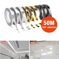 0.5/0.8/1/2cm/3cm*50 Meter Gold Adhesive Floor Tile Strip Seam Copper Foil Tape Waterproof Wall Sealing Home Decoration