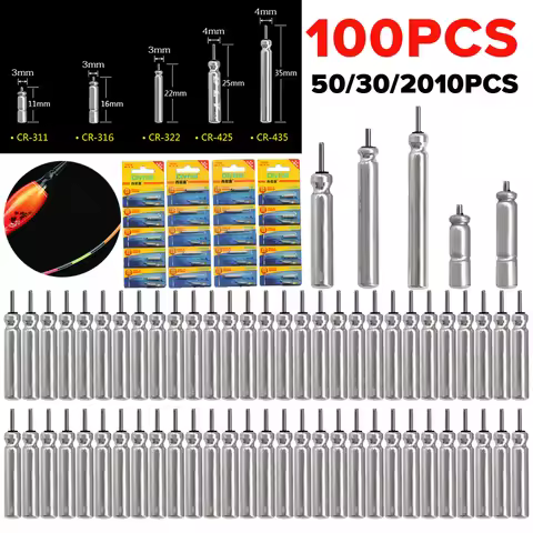 100-10pcs Night Fishing Floats Light Luminous CR322 CR425 CR435 CR311 Lithium Pin Battery Charger De