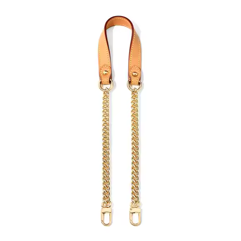 Genuine Vachetta Leather Shoulder Strap with Chain for Lv BOULOGNE Accessoires Strap Bag Bags Purse 