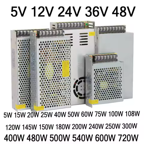 12V 24V 36V 48V 5V DC Power Supply SMPS 1A 2A 3A 5A 10A 110V AC 220V to 12Volt 48V 36V 10W 200W 300W