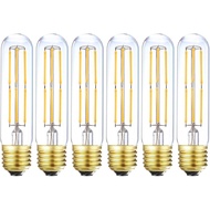Dimmable T10 Edison Led Tubular Bulb 3000K Soft White,6W Vintage Led Filament Tube Bulb (60W Equival