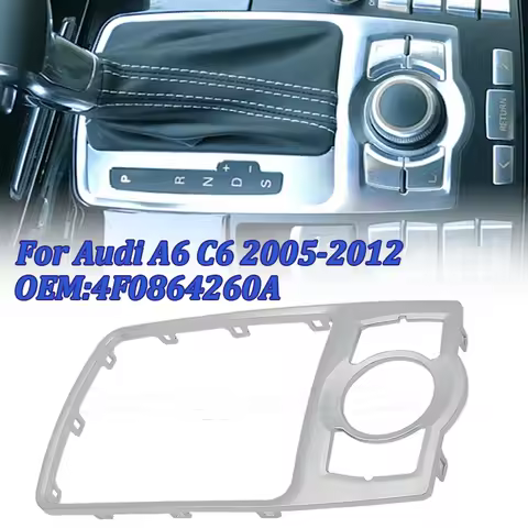 New Front Central Console Chrome Gear Selector Trim Frame Silver For Audi A6 C6 2005-2011 Panel Face