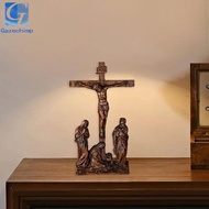 Gazechimp Standing Crucifix Jesus Cross Statue for Christian Collection Altar Prayers