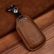 Crazy Horse Leather Key Cover Suitable for 2020 Audi A4L Key Cover Case Buckle Modified Car Genuine 