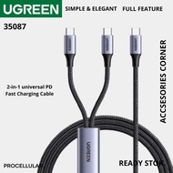 UGREEN 35 Charger Cable 2 IN 1 PD Type C To Dual USB C Fast Charging 100W *