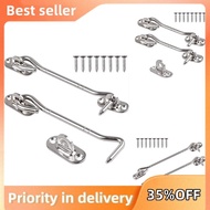 2 Pcs Stainless Steel Cabin Hook and Eye Latch with Screws - Heavy Duty Door Gate Latch for Shutter 