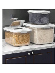 家用米桶套裝-35kg和25kg和15kg容量,加厚,防潮,防蟲,密封收納盒,1個麵粉容器