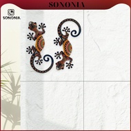[SONONIA] 2 Pieces Metal Gecko Wall Art Decor 5.91inch Metal Wall Art Decor Indoor Outdoor Hanging f