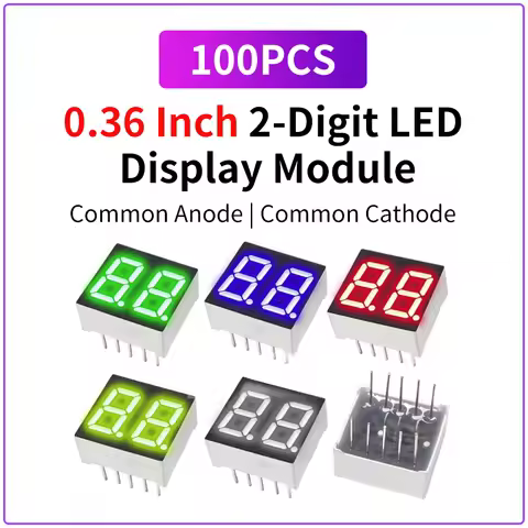 100PCS 0.36 Inch 2-Digit LED Display Red/Green/White/Blue 3621BS/BH Common Anode 3261AS/AH Common Ca