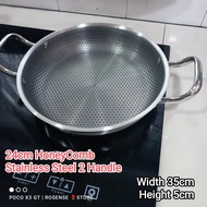 24cm / 26cm 2 handle Honeycomb Stainless steel non-stick pan Honeycomb electroplating induction scra