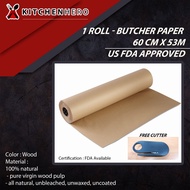 Butcher Paper ( 60cm x 53m ) Wood Color - 1 Roll / US FDA Approved