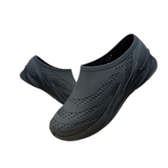 Rumahkaki -  Sepatu Slip On Pria Karet Empuk Kasual Ringan Tanpa Tali Full Hitam Sepatu Kerja