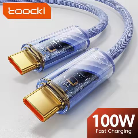 Toocki 100W USB Type C To Type C Cable Transparent PD Fast Charging Cable Type C 100W 60W For Samsun