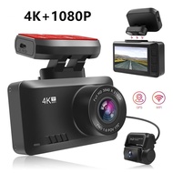 4K WIFI GPS dash cam front and rear dual lens wireless dash camera for cars