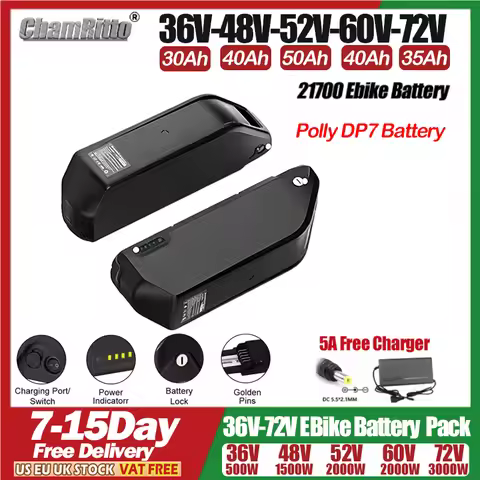 Electric bike 48v cham-rider 50ah Battery Hailong Polly 36v 52v 60v 72V 25ah 30ah 40ah 60AH eBike Fa