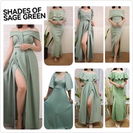 ♞,♘SAGE GREEN BRIDAL ENTOURAGE BRIDESMAIDS FORMAL DRESS PANG ABAY